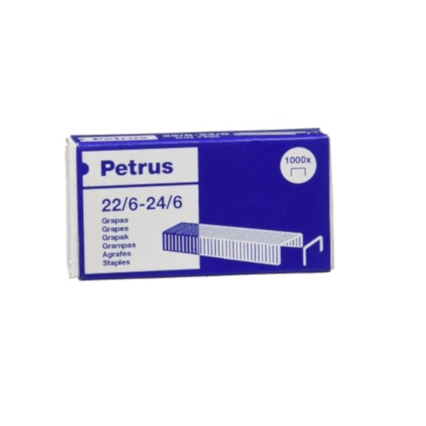Grapas galvanizadas 22/6 Petrus - Caja de 1000 uds
