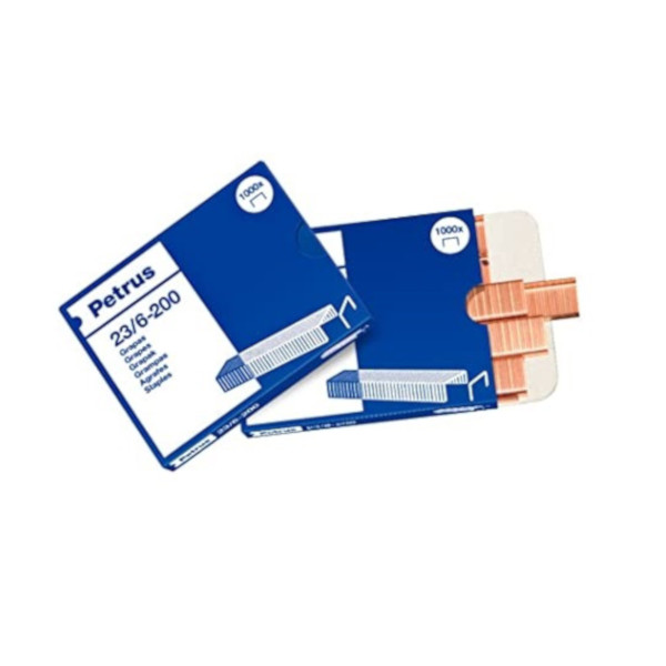 Grapas cobreadas 23/6 Petrus – 1000 uds
