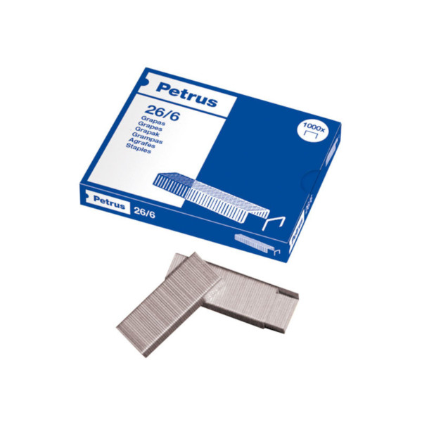 Grapas galvanizadas 26/6 Petrus – 1000 uds