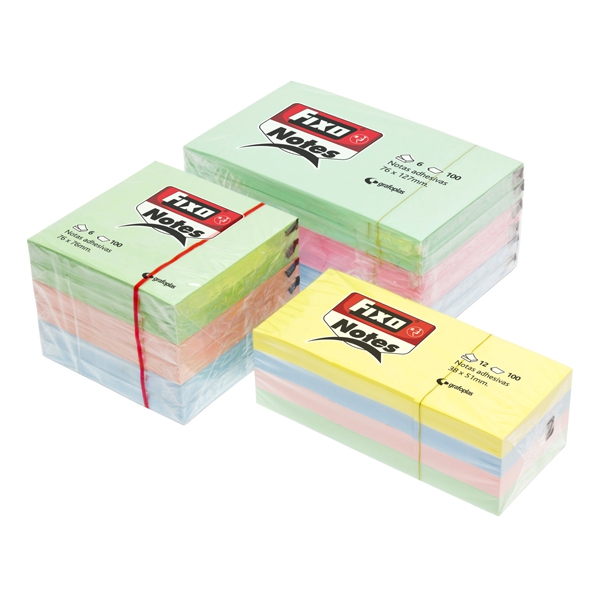 Notas adhesivas Fixo Notes – 76×127 mm, 100 H, colores pastel