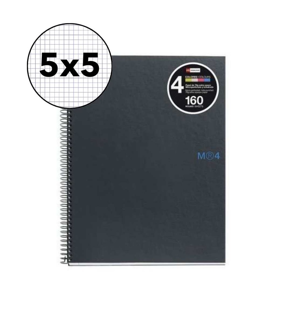 Cuaderno A4 Miquelrius Notebook‑4 – 160H, tapa dura, negro