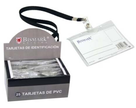 Tarjeta de identificación con cordón negro – 10,9×9,2 cm