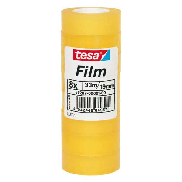 Cinta adhesiva Tesa Standard – 19 mm × 33 m, torre 8 rollos