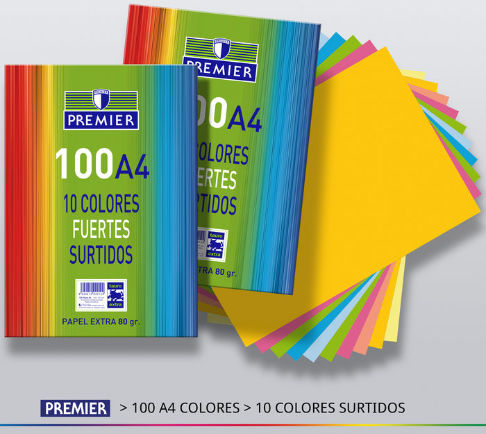 Papel color A4 Premier – 80 g, 100 H, colores surtidos intensos