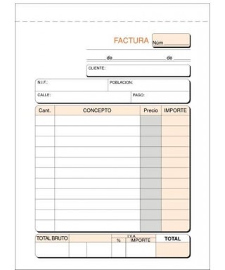 Talonario facturas cuarto LOAN – natural, 2 H, original y copia