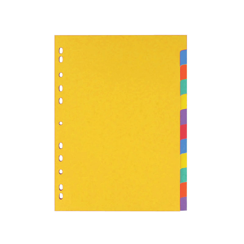 Separadores de cartón A4 – 12 pestañas de colores