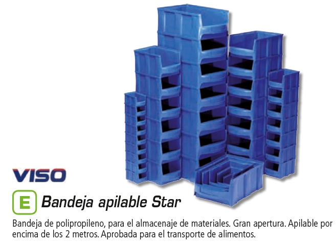 Cubeta de almacenaje Viso Star5B – 502 × 319 × 199 mm, polipropileno, azul