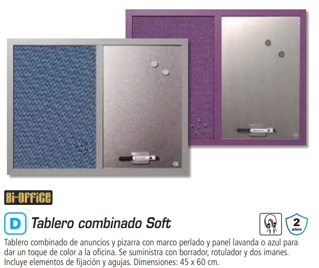 Tablero mixto Bi‑Office – azul, 45×60 cm