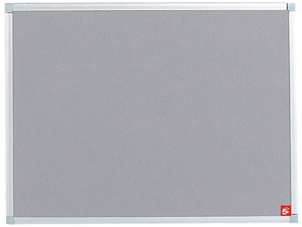 Tablero de corcho – tapizado, marco de aluminio, gris, 60×90 cm