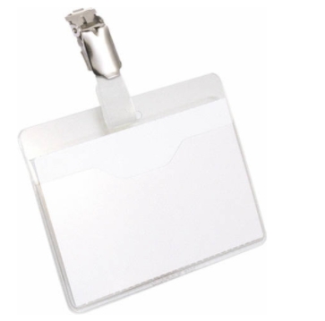 Identificador con pinza Durable – transparente, 60 × 90 mm, caja 25 uds