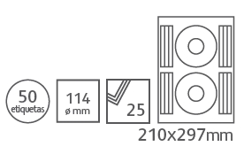 Etiquetas blancas para CD/DVD Pergamy – pack 50 uds