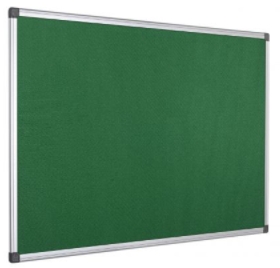 Tablero de corcho Pergamy – tapizado, marco de aluminio, verde, 60×90 cm
