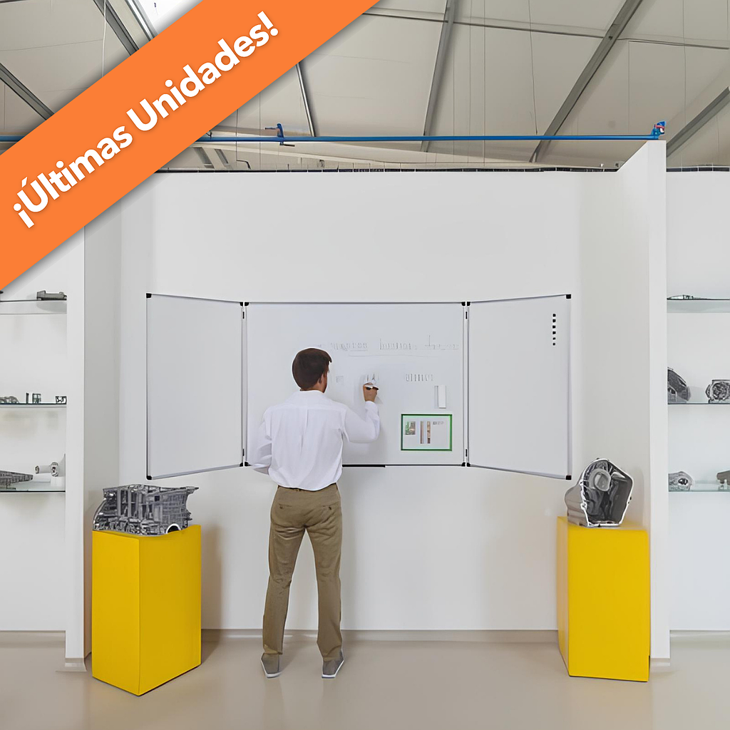 Pizarra blanca tríptica vitrificada – 90×60 cm / 90×180 cm