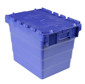 Caja con tapa abatible Viso – azul, 400×320×300 mm