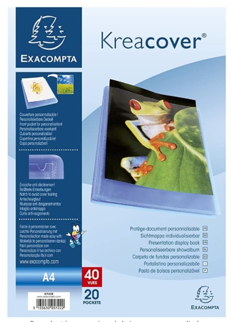 Tarifario A4 Exacompta Kreacover Chromaline – 20 fundas, azul translúcido