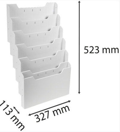 Portafolletos de pared/mural A4 Exacompta – horizontal, gris claro, 6 compartimentos