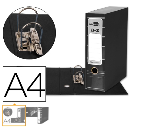 Archivador A4 cartón con caja – 80 mm, 2 anillas, negro