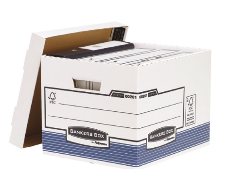Pack 10 cajas contenedores para archivo R-Kive – Blanco con tapa, 333×285×390 mm