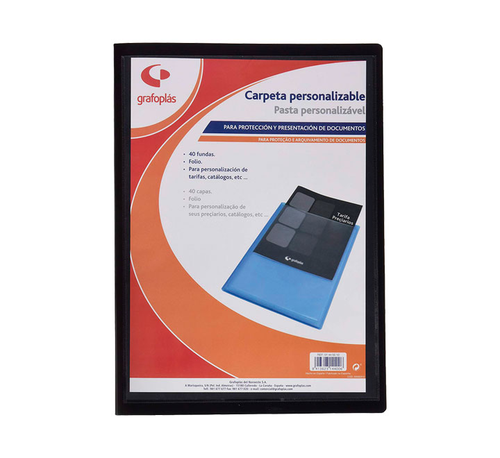 Tarifario folio Canguro – 40 fundas, negro