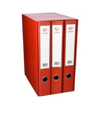 Módulo con 3 archivadores folio Grafoplás – 2 anillas 40 mm, rojo