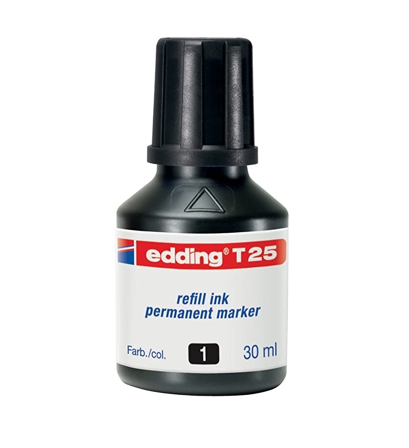 Tinta permanente Edding T25‑01 – negro, 30 ml