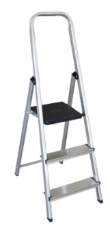 Escalera de aluminio plegable Q‑Connect – 3 peldaños, máx. 150 kg