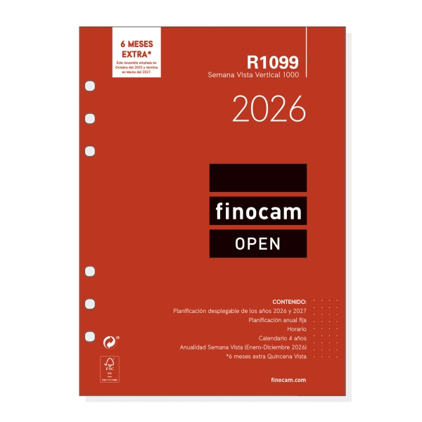 Recambio de agenda Finocam 2026 Cuarto Ref. 7115200xx