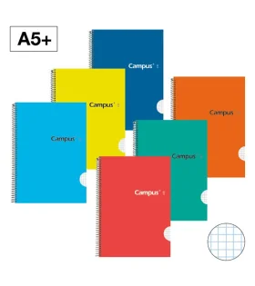 Bloc espiral A5 Campus University – tapa rígida, 80 H, cuadrícula 4 mm