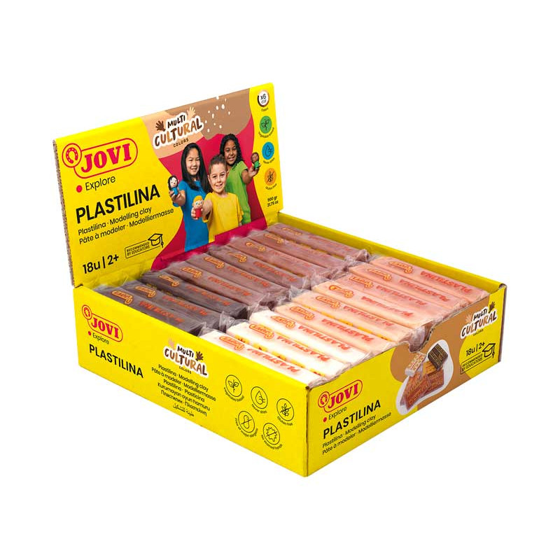 Plastilina colores piel multiculturales Jovi – 50 g, caja 18 uds