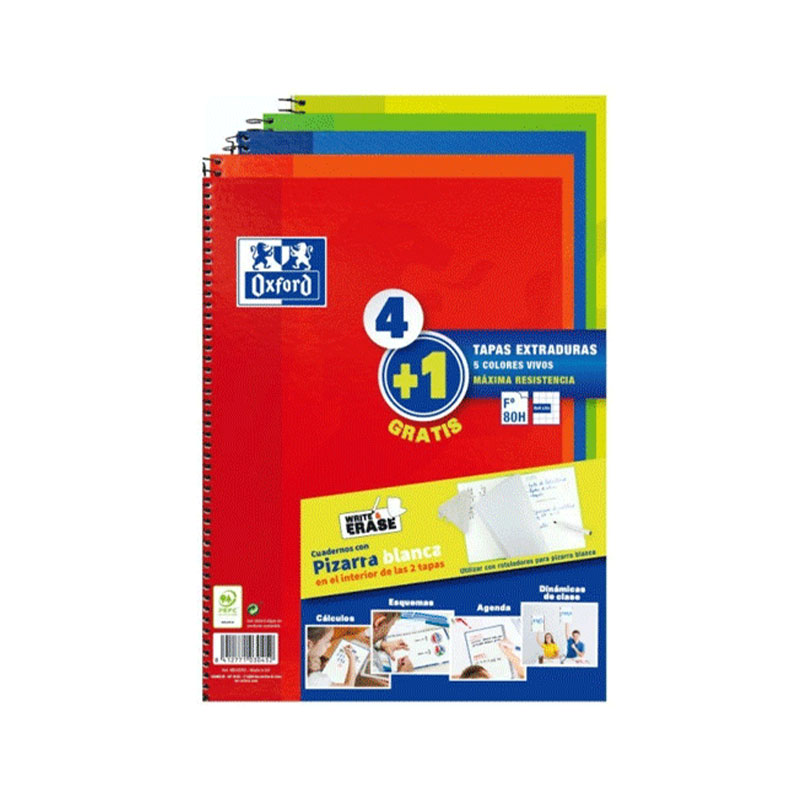 Blocs Oxford Europeanbook 1 – cuadrícula 4×4, pack ahorro 4+1 uds