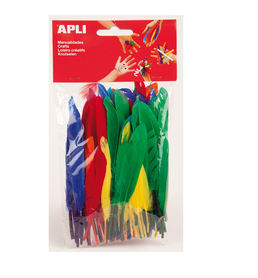 Plumas de colores surtidos Apli – 100 uds