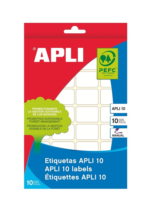 Pack 560 etiquetas adhesivas 12 mm x 18 mm blancas Apli (R.01635)