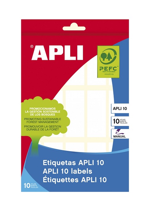 Etiquetas adhesivas Apli – 19×27 mm, blancas, 250 uds