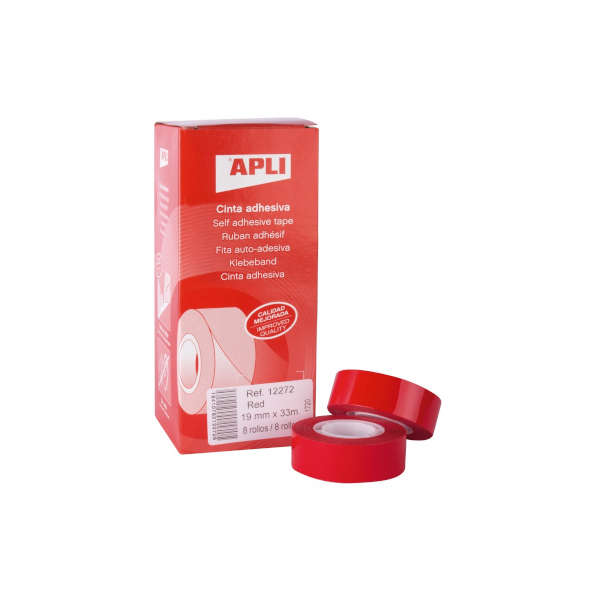 Cinta adhesiva Apli – roja, 19 mm × 33 m