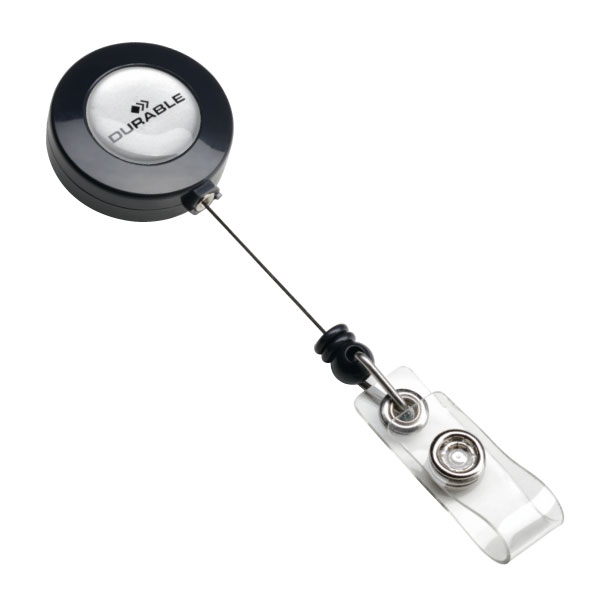 Cordones extensibles Durable antracita – 80 cm, con botón y pinza, pack 10 uds