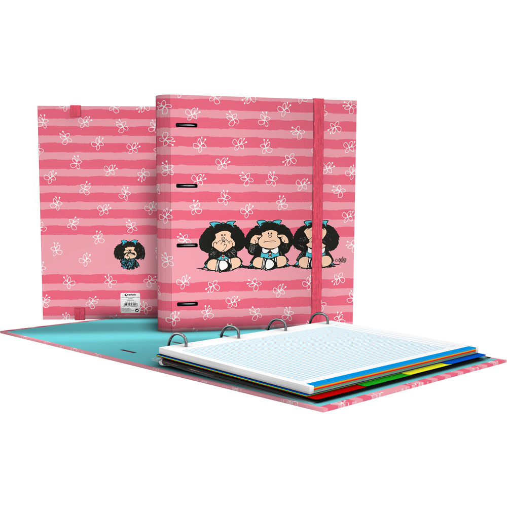 Carpeta archivador A4 CarpePlús Mafalda Sabiduría – 4 anillas, 35 mm