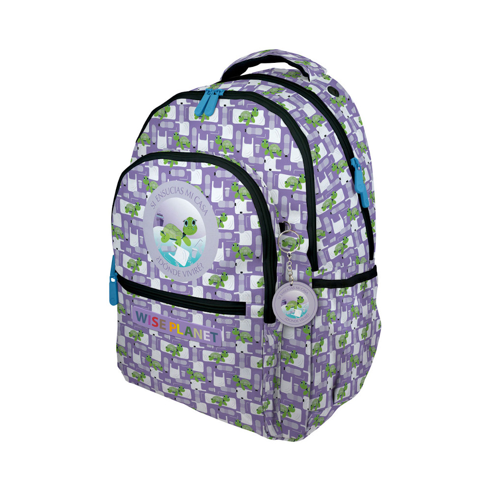 Mochila escolar Roomy Tortuga Wise Planet – con compartimento para portátil, adaptable a carro