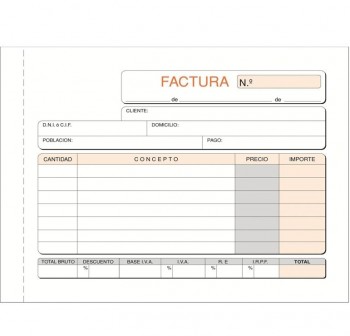 Talonario de facturas cuarto apaisado Loan – duplicado, 2 H, original y copia