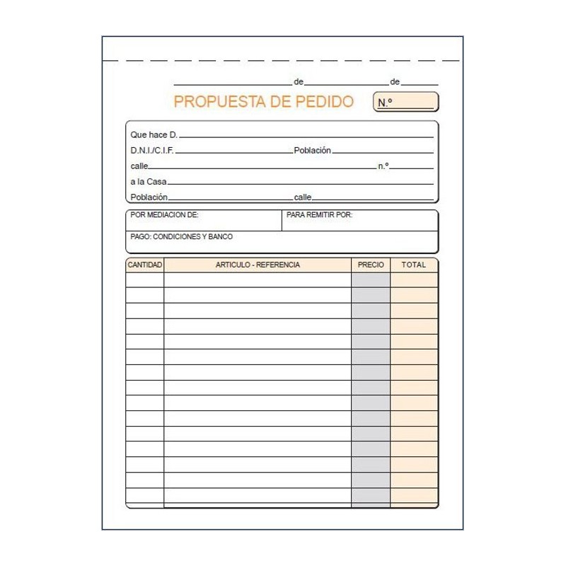 Talonario de Pedido Tamaño 4º (Cuarto) Natural – 2 Hojas (2HE) LOAN T-71