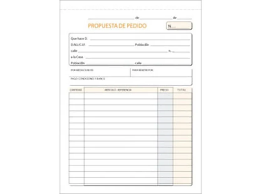 Talonario de pedido T-71 cuarto – natural, 2 H