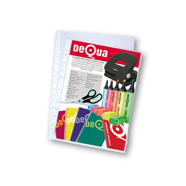 Fundas Multitaladro Cristal Dequa 80 mic Folio - Caja de 100 uds