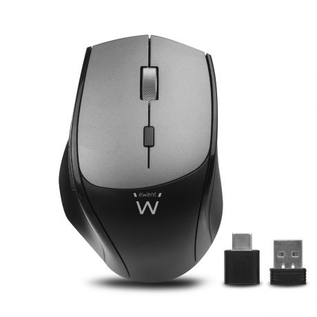 Ratón inalámbrico Ewent EW3245 – 2400 ppp, dual USB-C y USB-A, clic silencioso