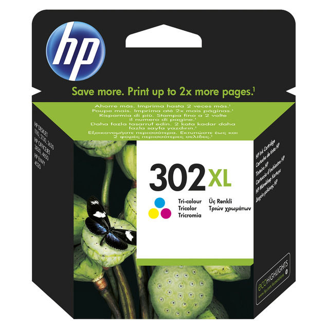 Cartucho HP 302XL F6U67AE – tricolor