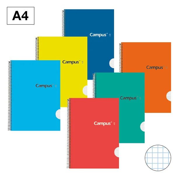 BLOCK ESPIRAL A4 80h 70grs TAPA DURA CUADRICULA 4x4 CAMPUS Ref. 001158