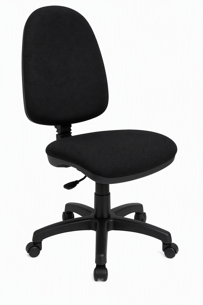 Silla operativa Economy - respaldo alto, contacto permanente, regulable en altura, sin brazos, color negro