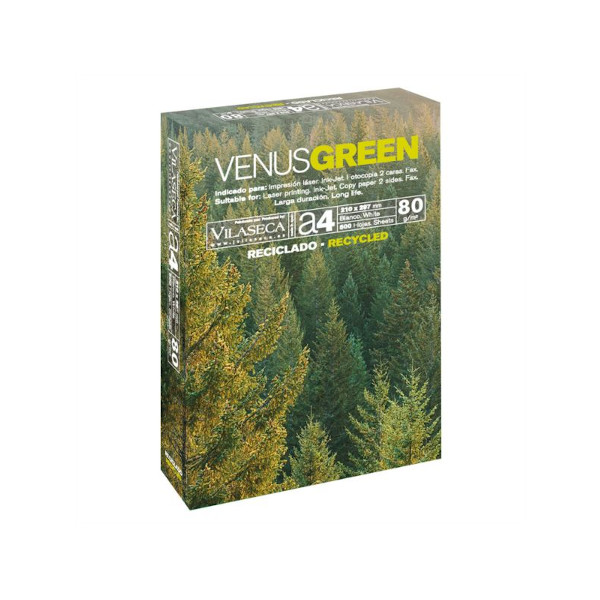 Papel reciclado multifunción A4 Venusgreen – 80 g, paquete de 500h