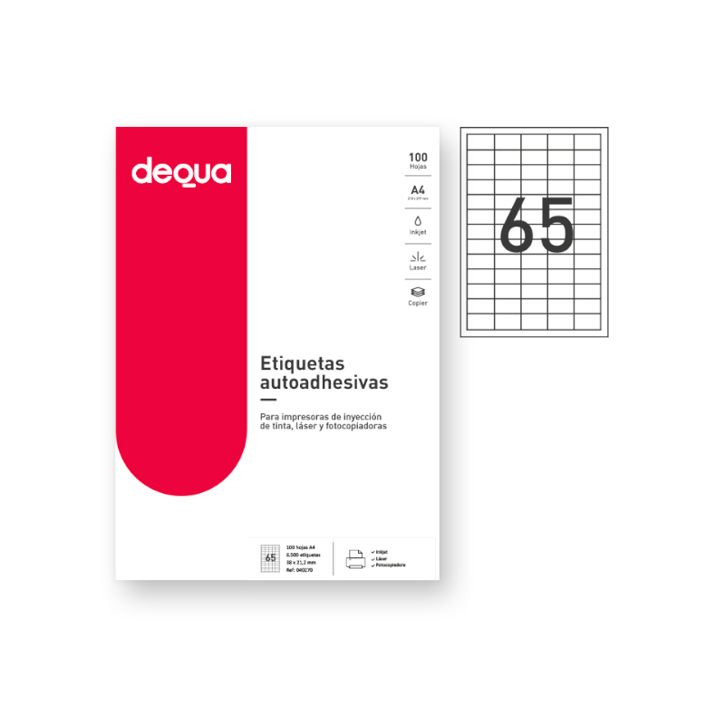 Etiquetas adhesivas blancas Dequa – 100H