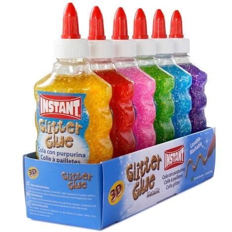 Cola con purpurina Instant – 180 ml, colores surtidos, pack 6
