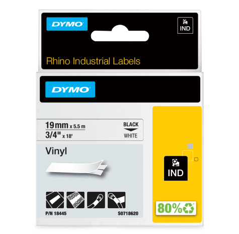 CINTA DYMO RHINO VINILO BLANCO 19 mm x 5,5 m ID1-19 Ref. S0718620 / 18445 