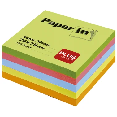 Notas adhesivas colores neón Plus Office – 75×75 mm, 300 H